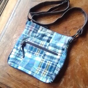 Colorful Blue Cotton Plaid Crossbody Bag!!!!